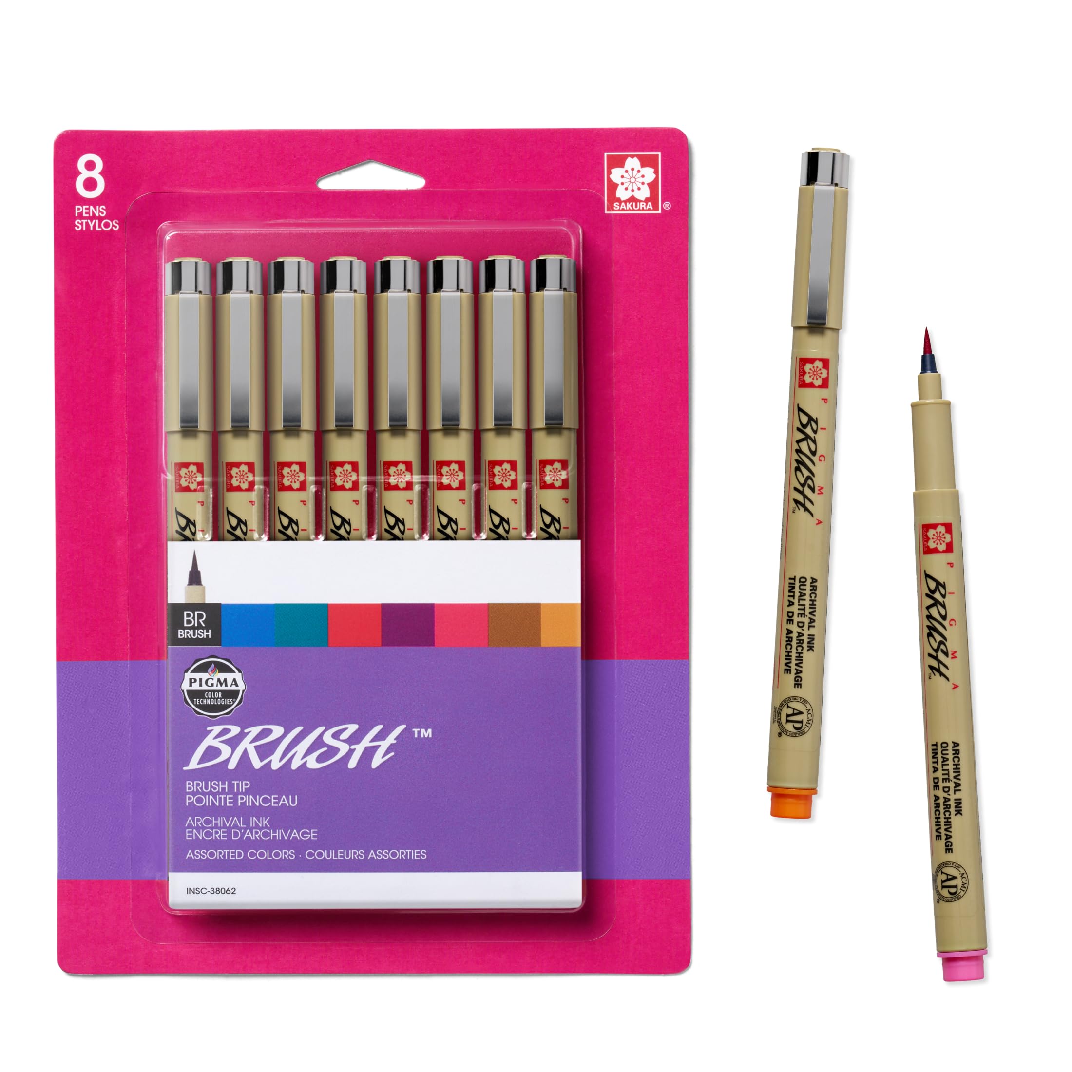 Sakura Original 万年筆用インク 6個セット Sakura Archival Brush Pens - Multi-Color Pen Set for Calligraphy